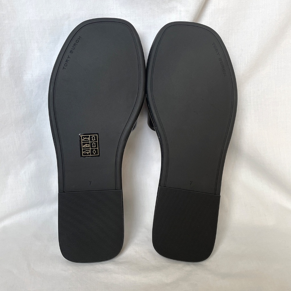 Tory Burch Double T Sport Slide Patent Leather Black 7 - Picture 8 of 11
